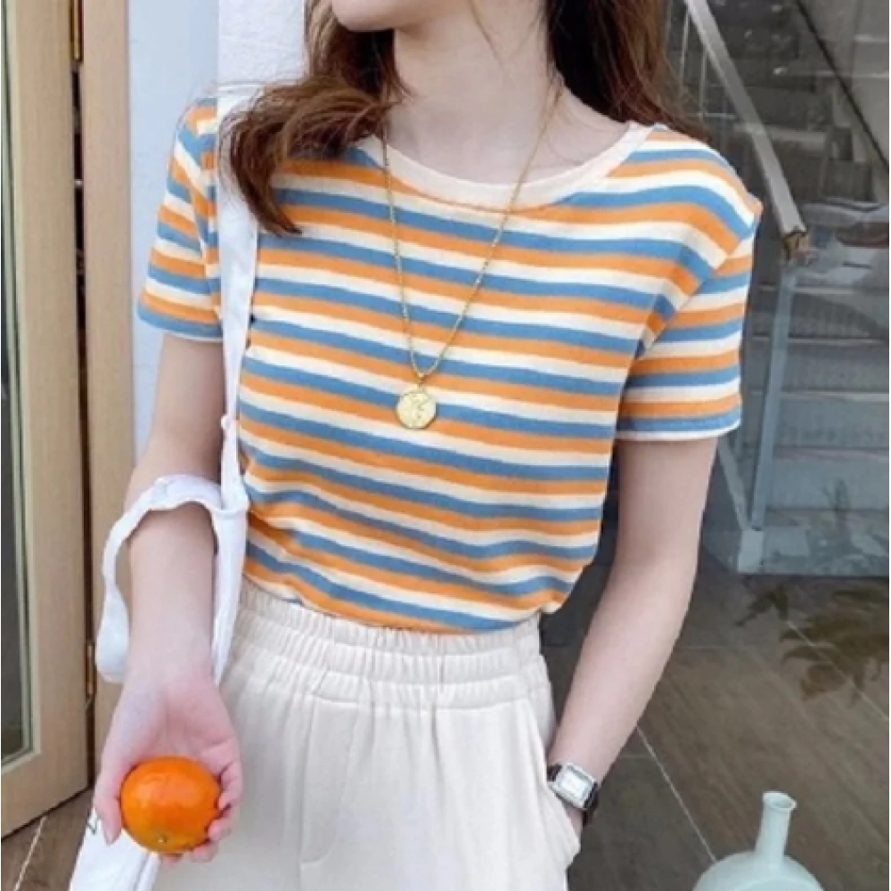 MRMT 2024 Brand New Striped Short Sleeve T-Shirt Ladies Women's Decoration Top Bottom Shirt t-Shirt For Female Tops MRMT 2024 Brand New Striped Short Sleeve T-Shirt Ladies Women's Decoration Top Bottom Shirt t-Shirt For Female Tops