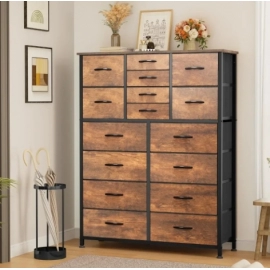 16 Drawer Dresser Women's Furniture Makeup Dressing Table Fabric Dresser for Bedroom Large Chest of Drawers Make Up Table Vanity