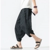 Summer Harajuku Calf Length Casual Men's Pants Wide Leg Cotton Linen Printing Harem Baggy Pants Fashion Men's Clothing