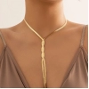Ingemark Kpop Adjustable Flat Snake Long Chain Necklace for Women Wed Temperament Weave Link Choker Chest Neck Jewelry Gift New
